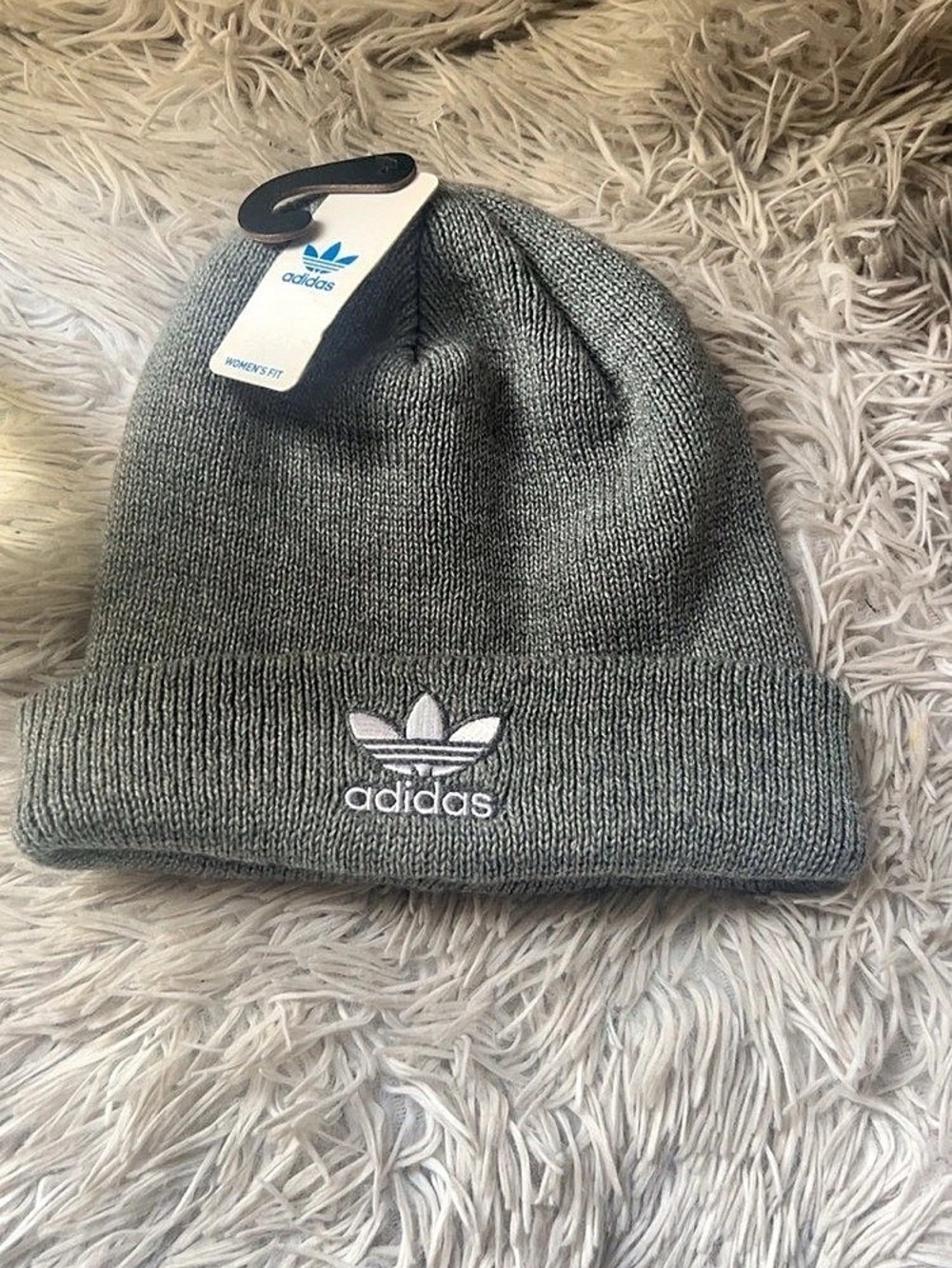Unisex Trefoil Beanie Knit Beanie Gray
